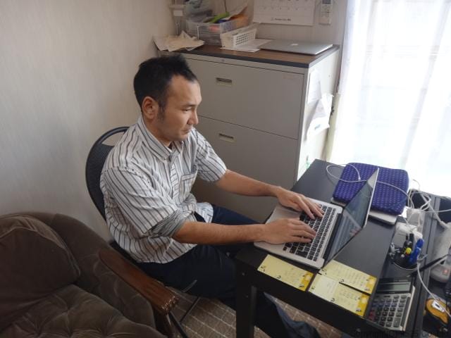 事務所に帰社して作業報告入力