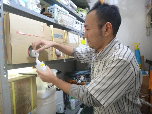 明日の作業準備、洗剤補充等