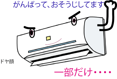 吹き出し口に生えた黒カビに驚く様子