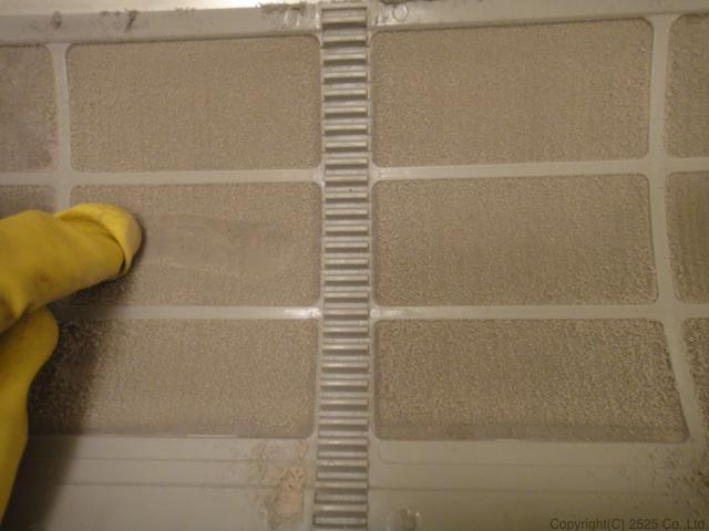 細かい目にホコリが詰まったフィルター