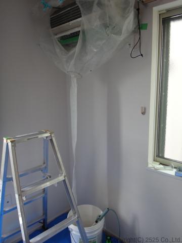 富士通ノクリアエアコンを丁寧に養生