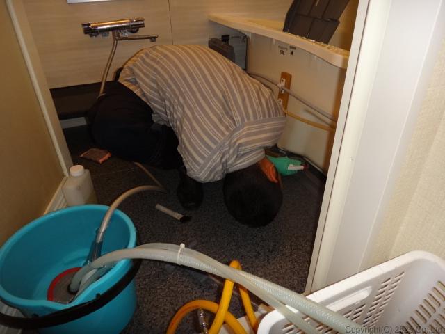 お風呂バスタブ下部エプロン内高圧洗浄コバエ,チョウバエ駆除方法手順,使用洗剤