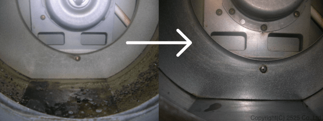 フード内の洗浄前と後