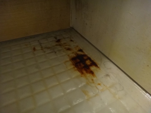 品川区のお風呂内サビ汚れ洗浄前